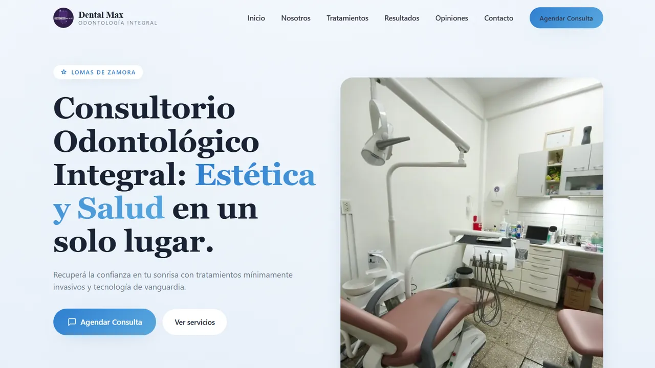 Captura del sitio de Dental Max, odontología integral en Lomas de Zamora